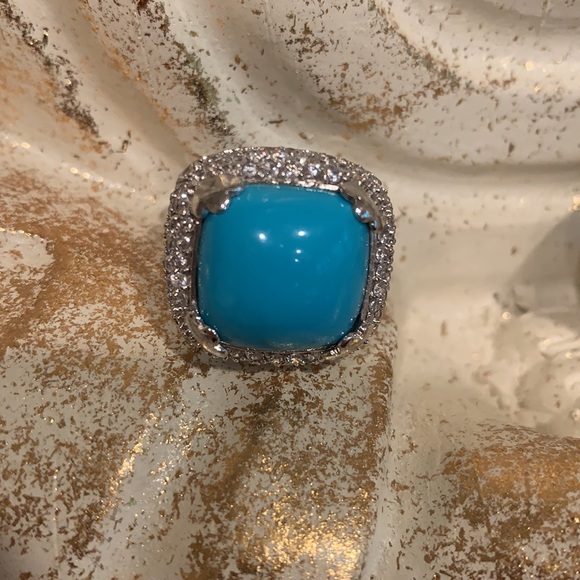 HOST PICK! Turquoise Cocktail Ring .925 - Picture 2 of 9